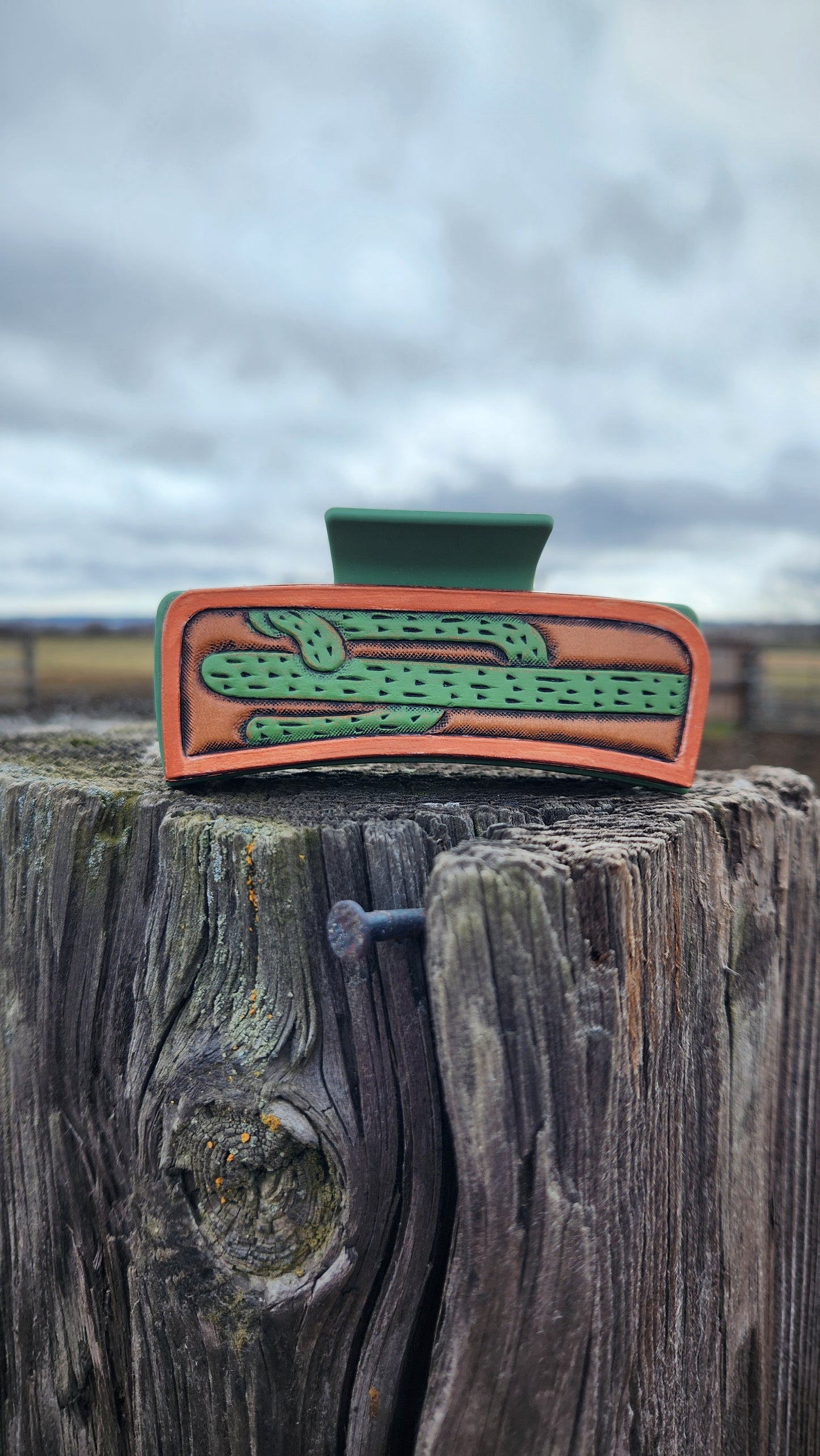 Green Cactus Hair Clip