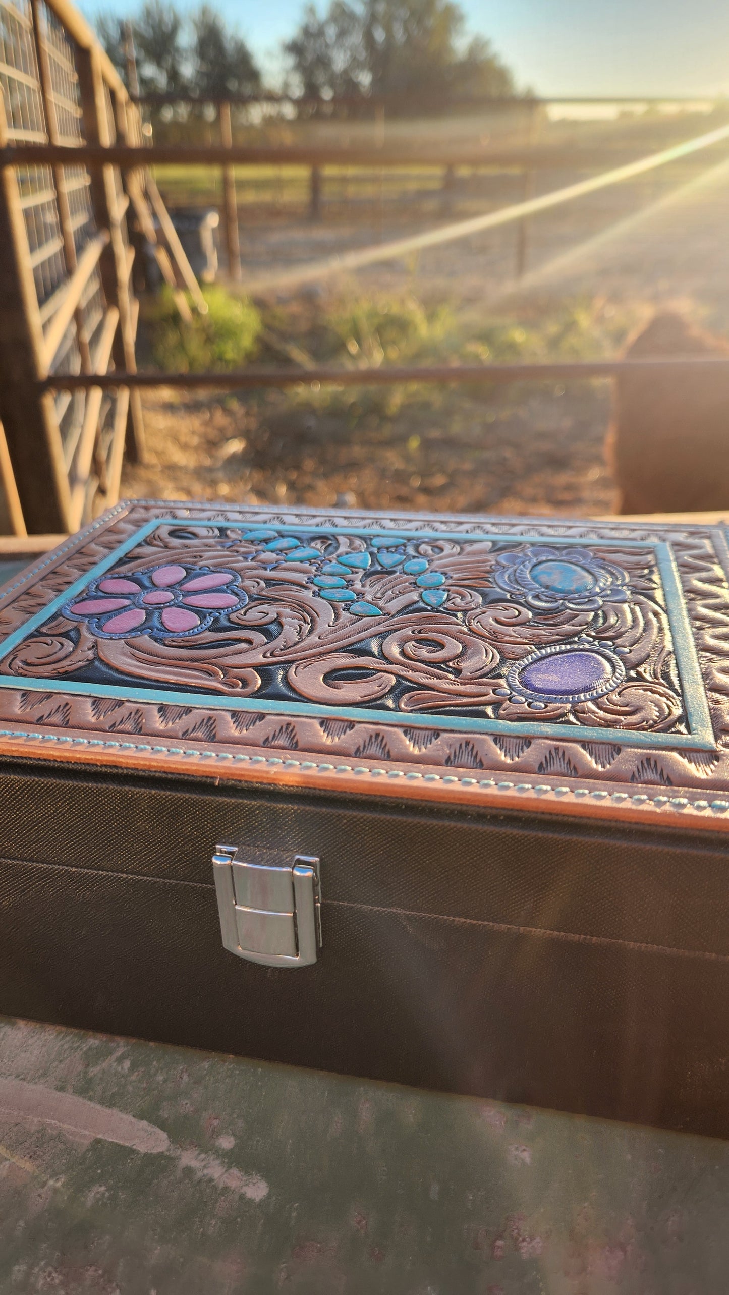 Large Tooled Jewelry Case