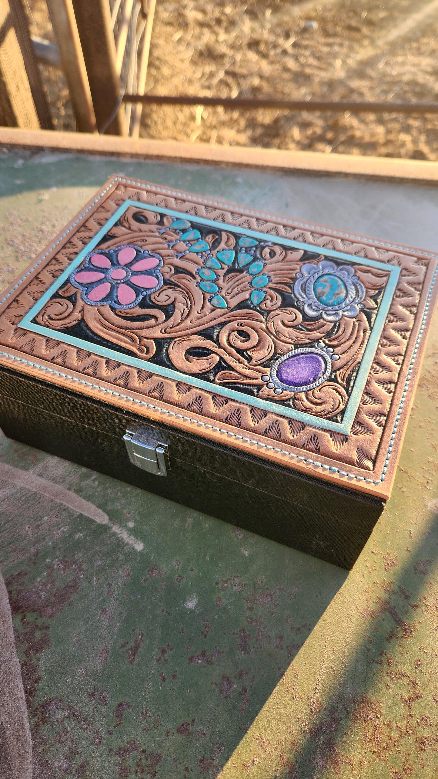 Large Tooled Jewelry Case