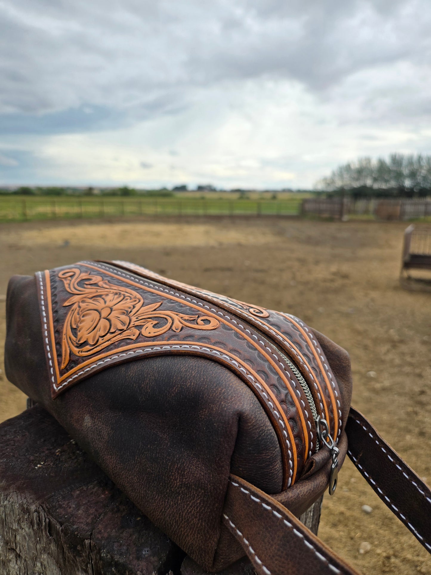 Floral Tooled Shave Bag