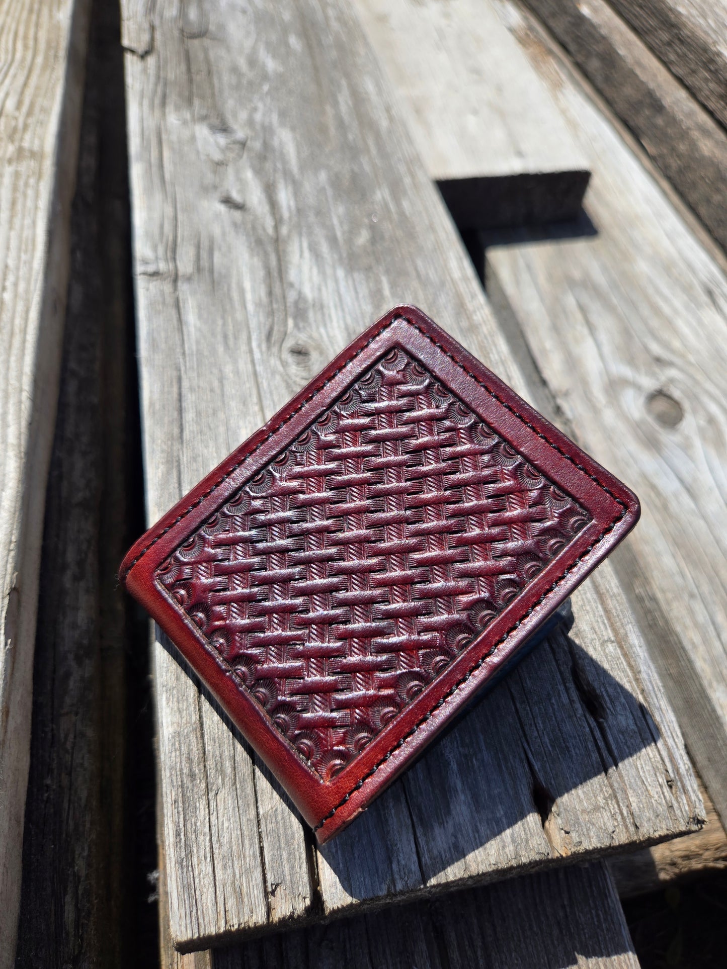Burgundy Basket Money Clip Wallet