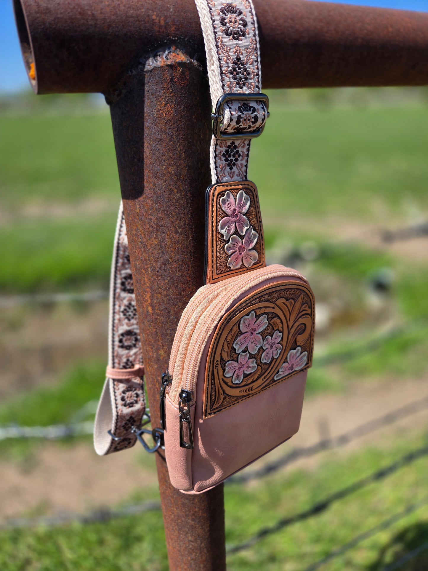 Pink Dogwood Flower Sling Bag