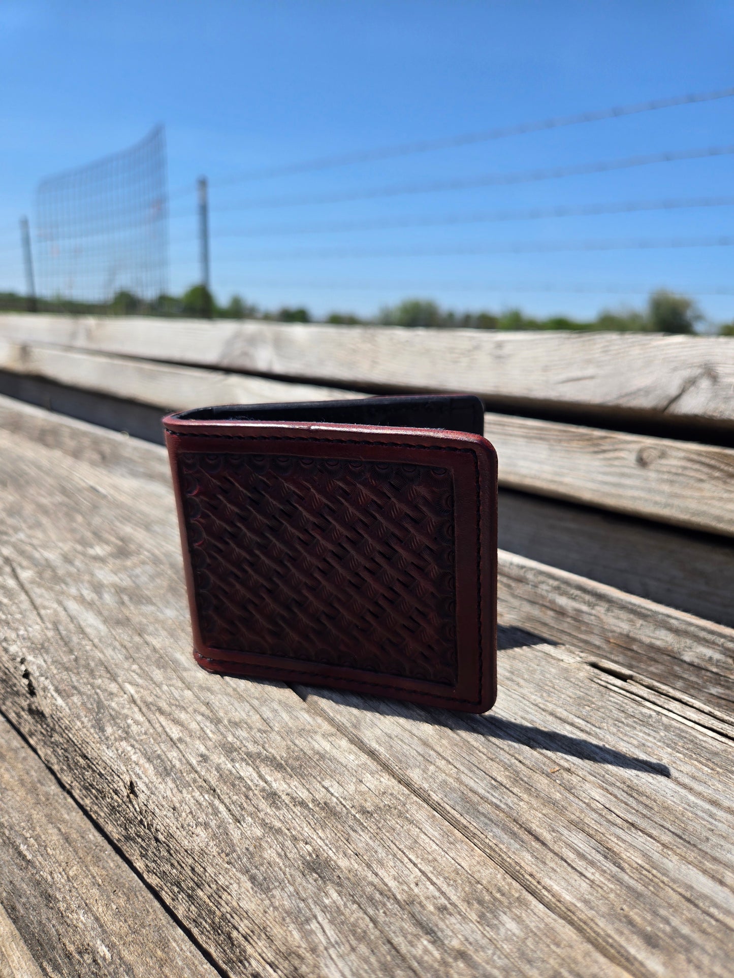 Burgundy Basket Money Clip Wallet