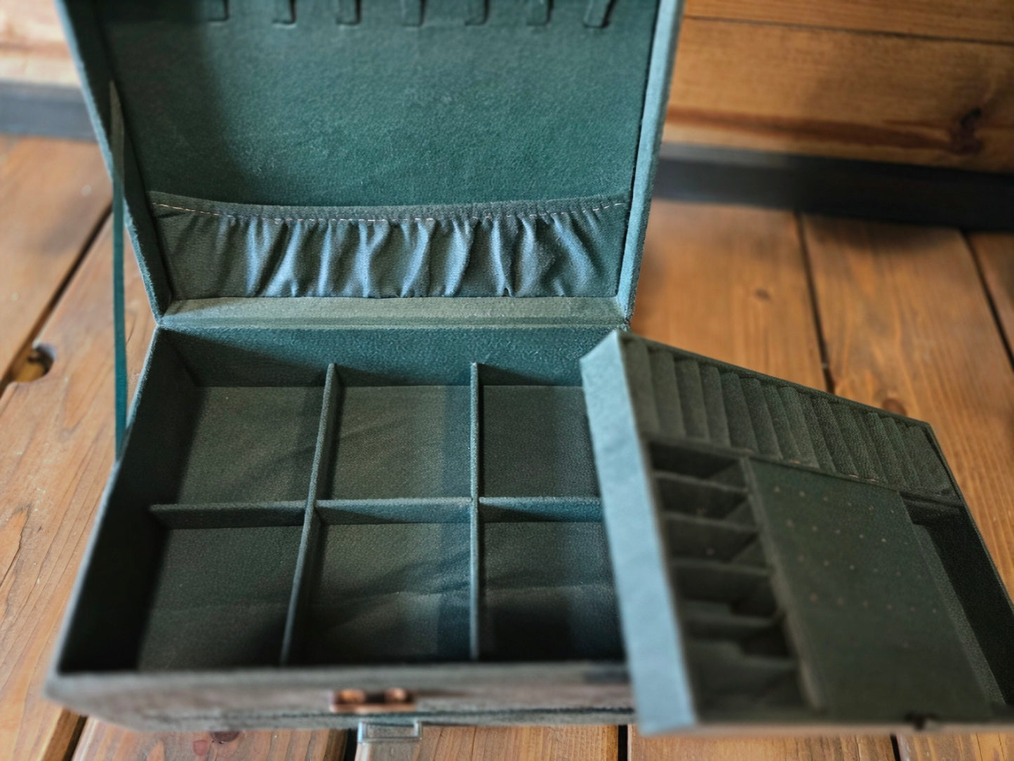 Dark Green Tooled Leather Jewelry Box