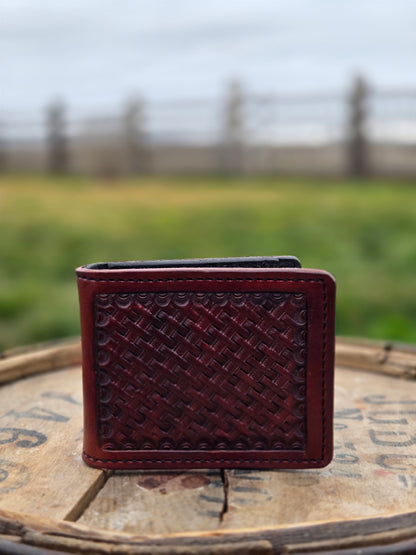 Burgundy Basket Money Clip Wallet