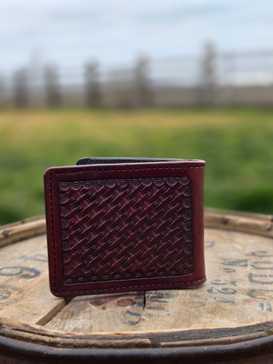 Burgundy Basket Money Clip Wallet