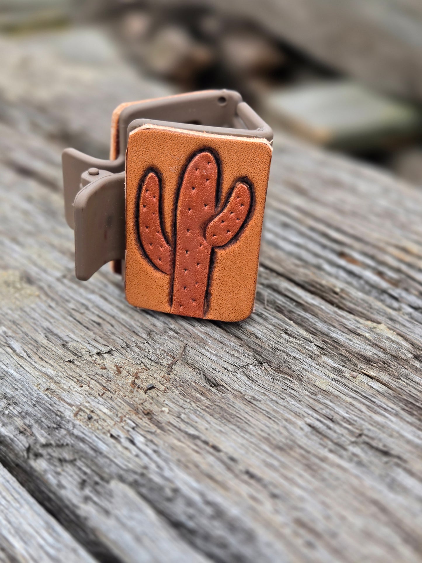 Small Tooled Leather Hair Clips