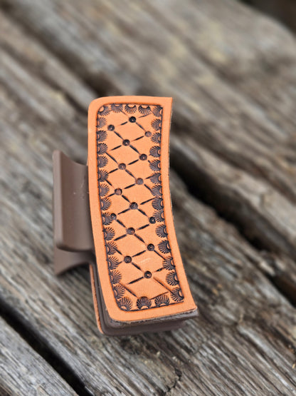 Medium Tooled Leather Hair Clips