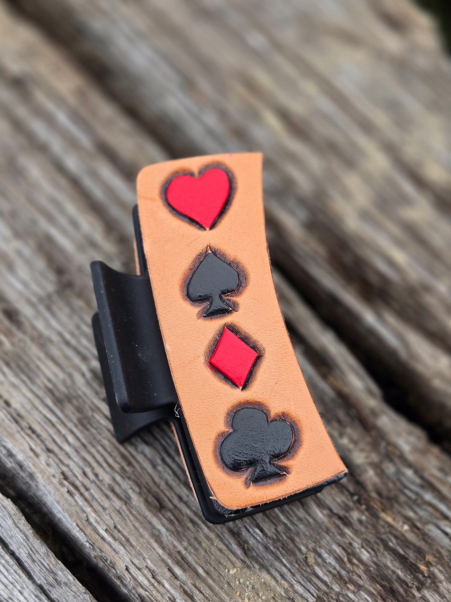 Medium Tooled Leather Hair Clips