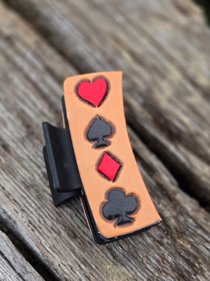 Medium Tooled Leather Hair Clips