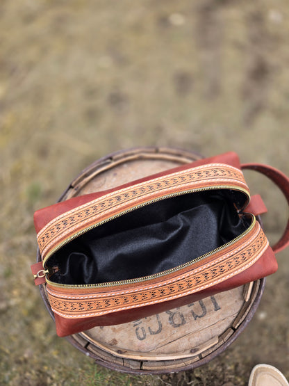 Tooled Leather Shave Bag
