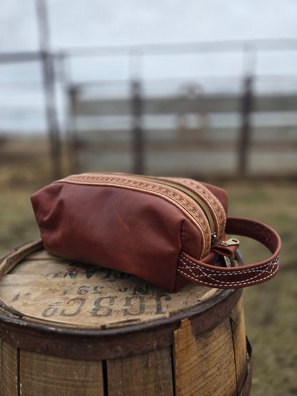 Tooled Leather Shave Bag