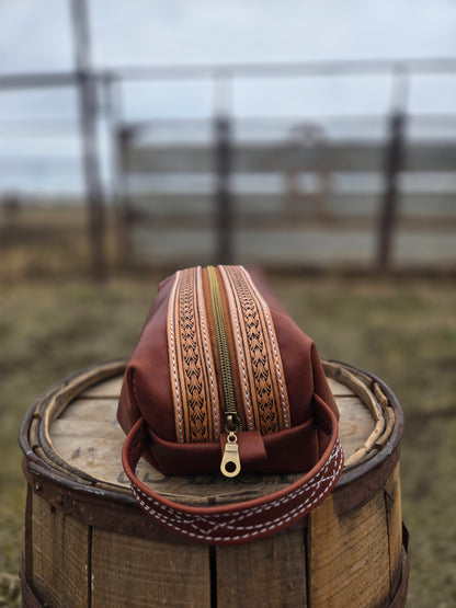Tooled Leather Shave Bag