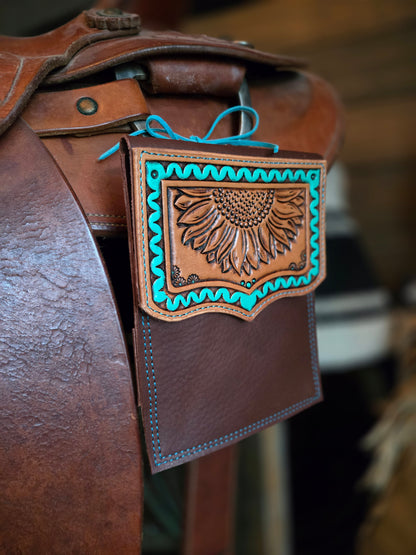 Turquoise Sunflower Saddle Phone Case