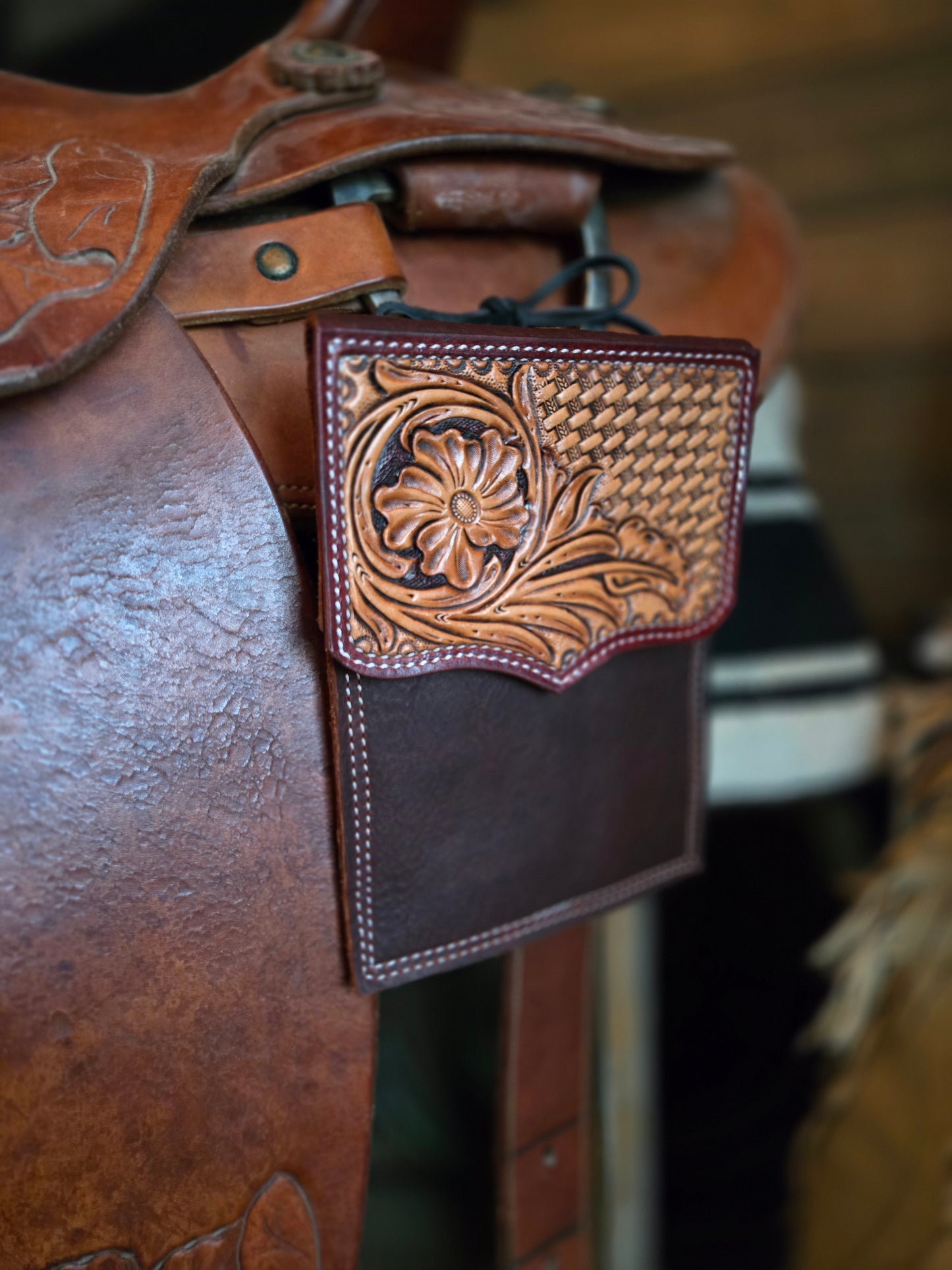 Floral and Basket Stamp Saddle Phone Case