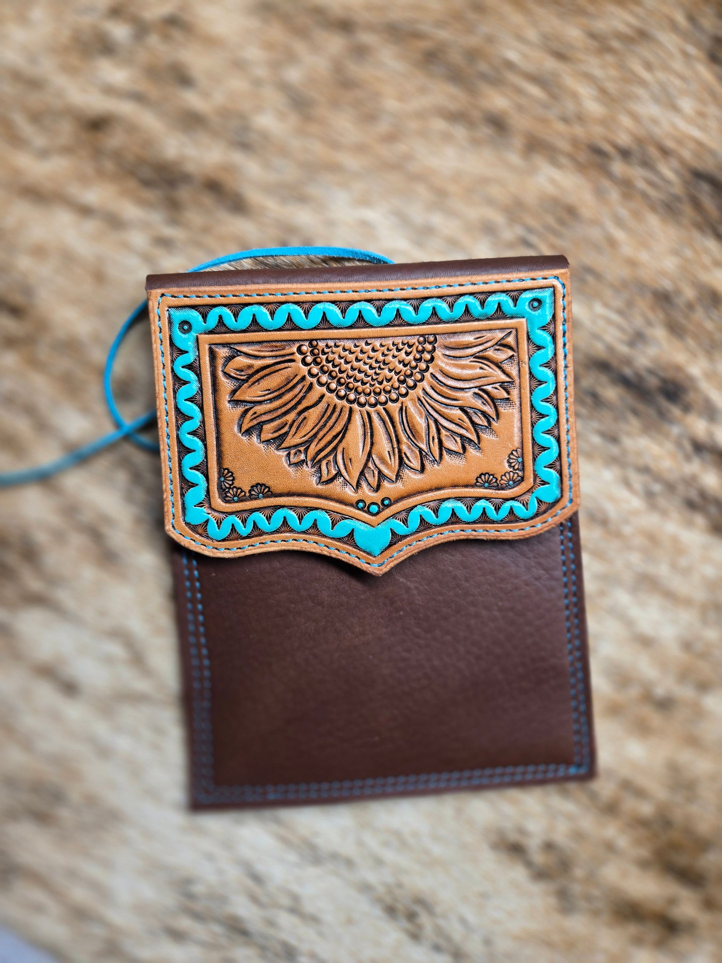 Turquoise Sunflower Saddle Phone Case