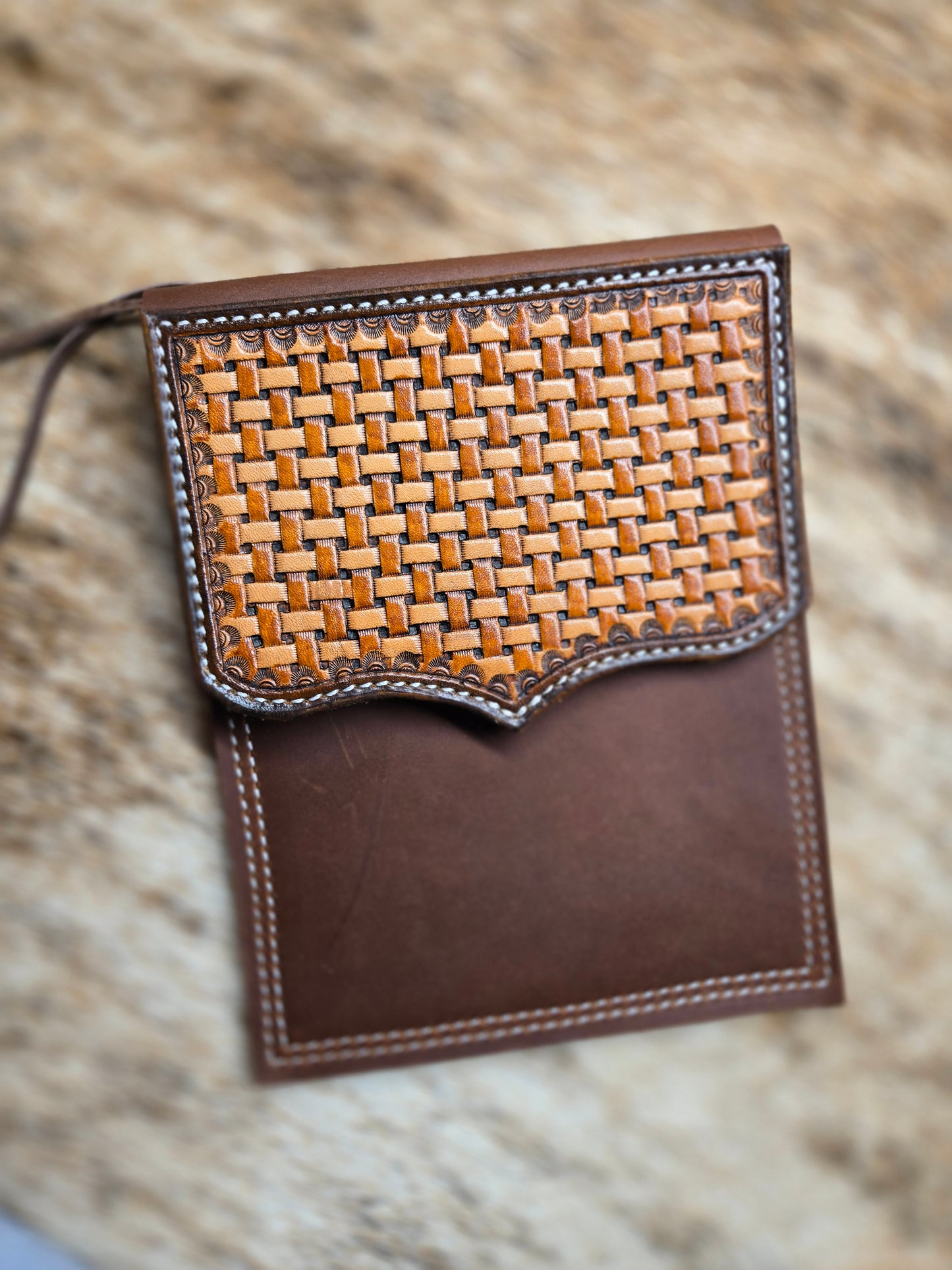 Two Tone Basket Weave Saddle Phone Case