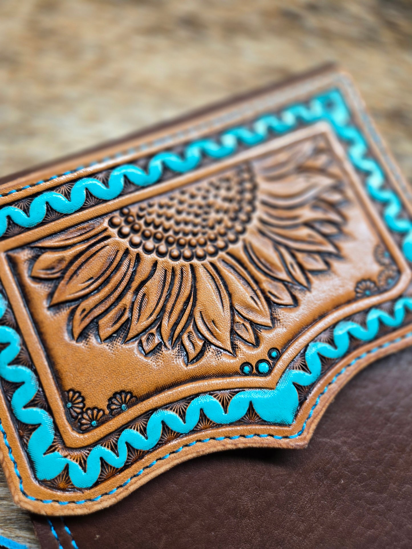 Turquoise Sunflower Saddle Phone Case