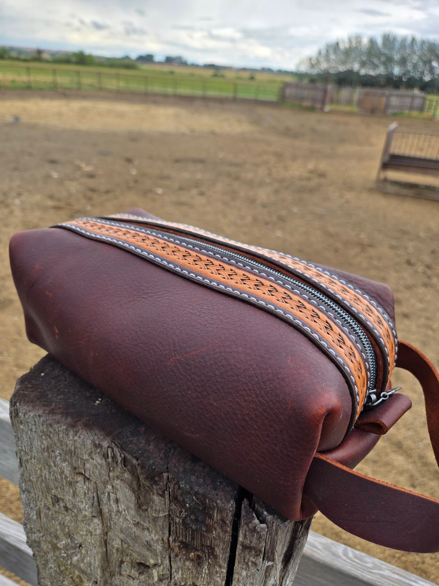 Woven Border Tooled Shave Bag