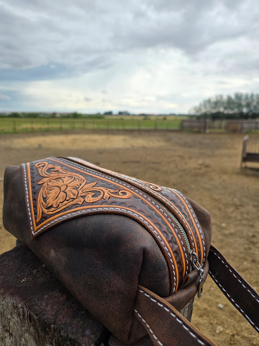 Floral Tooled Shave Bag