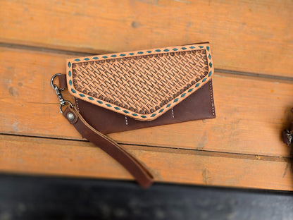 Buckstitch Basket Stamp Clutch Wallet