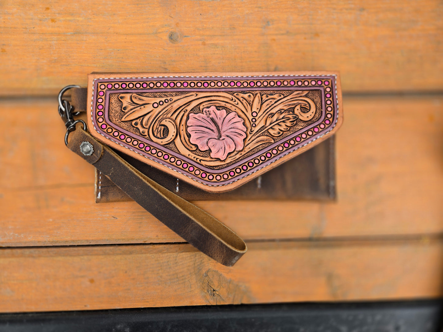 Pink Floral Clutch Wallet