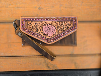 Pink Floral Clutch Wallet