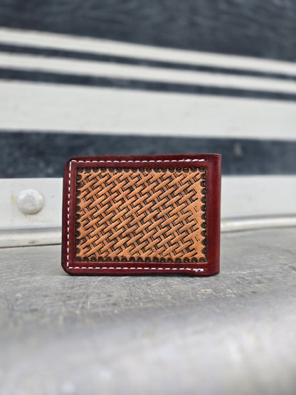 Burgundy Floral Tooled Bifold Wallet