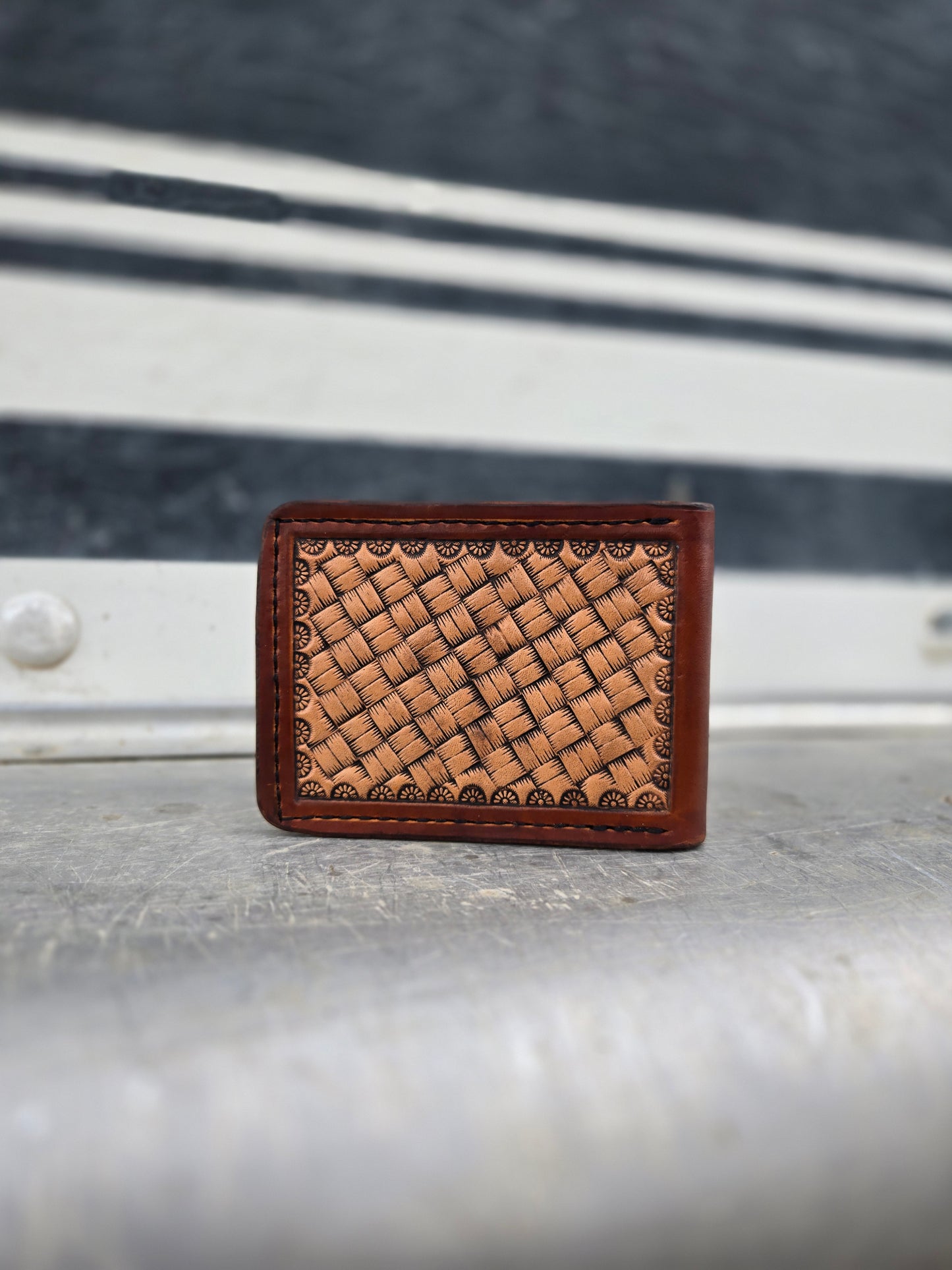 Brown Floral Tooled Bifold Wallet