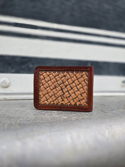 Brown Floral Tooled Bifold Wallet