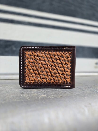 Floral & Basket Weave Bifold Wallet