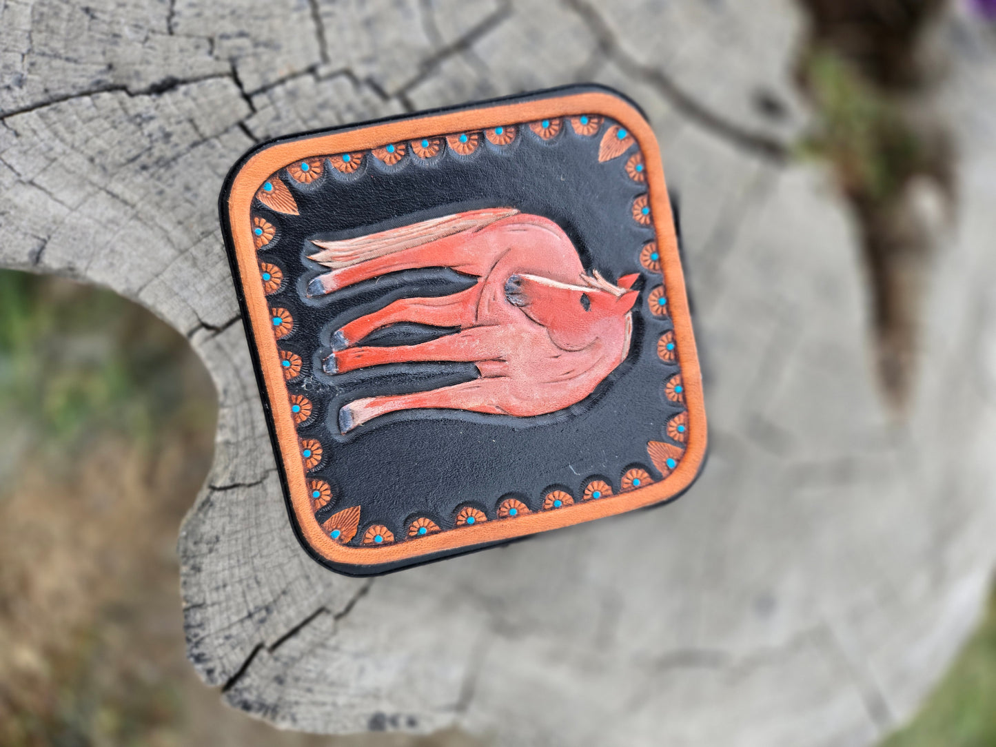 Horse Tooled Leather Jewelry Case