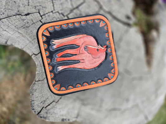 Horse Tooled Leather Jewelry Case