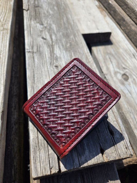 Burgundy Basket Money Clip Wallet