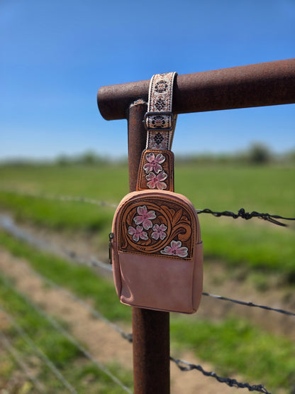 Pink Dogwood Flower Sling Bag