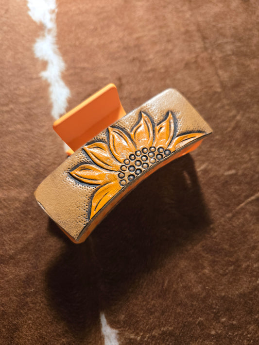 Medium Orange Sunflower Hair Clip