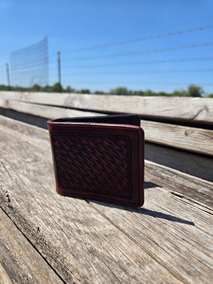 Burgundy Basket Money Clip Wallet