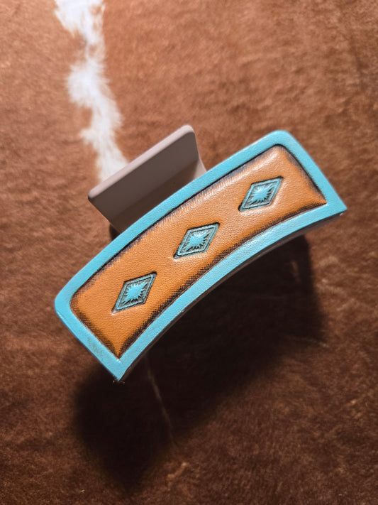 Medium Turquoise Aztec Hair Clip