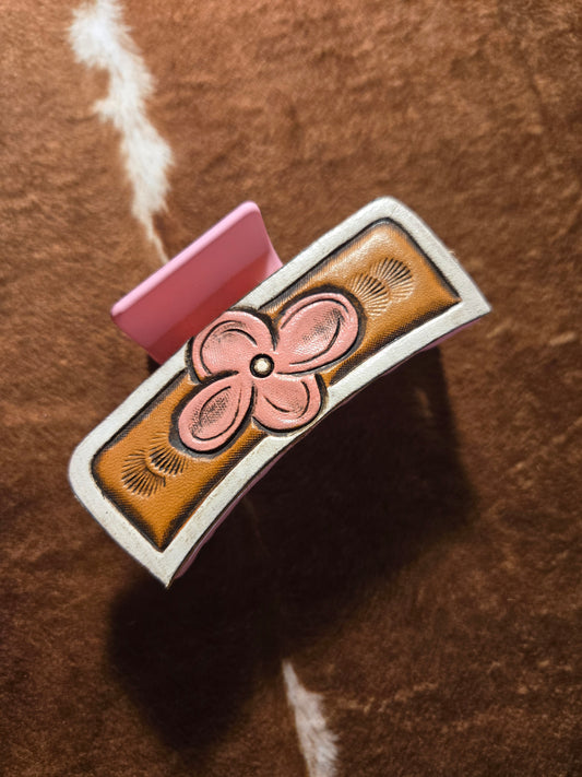 Medium Pink Flower Hair Clip
