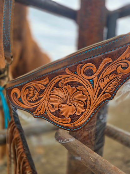 Tooled Leather and Vinyl Stadium Purse