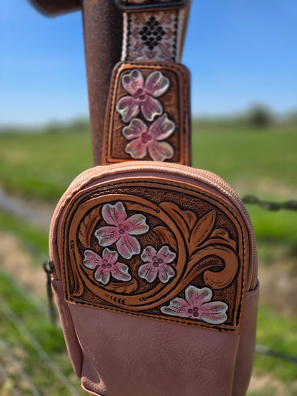 Pink Dogwood Flower Sling Bag