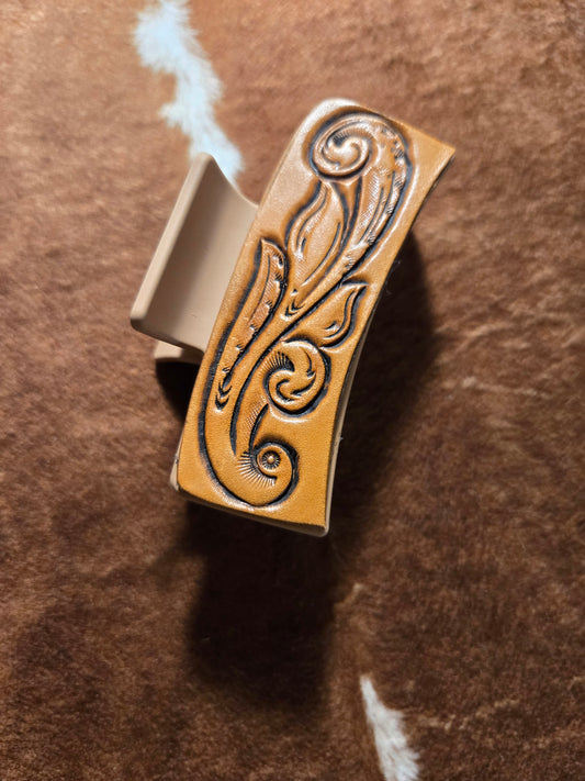 Medium Tan Scroll Hair Clip